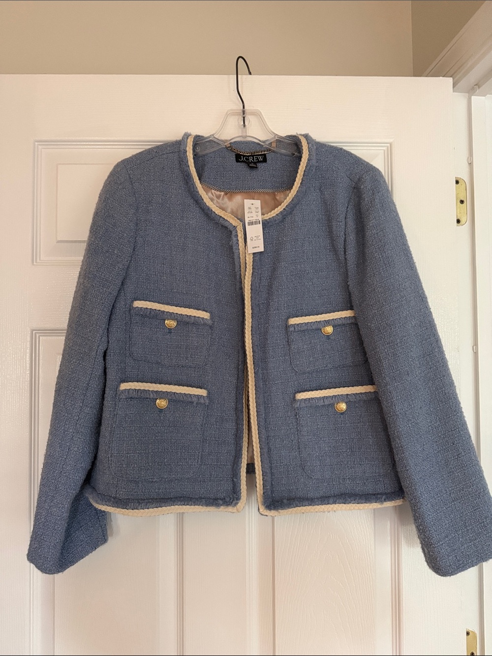 J. Crew Frances Lady Jacket Powder Blue Tweed Jacket NWT 14